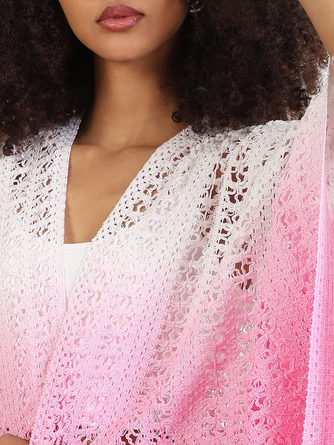 Women Ombre Pink Asymmetric Top