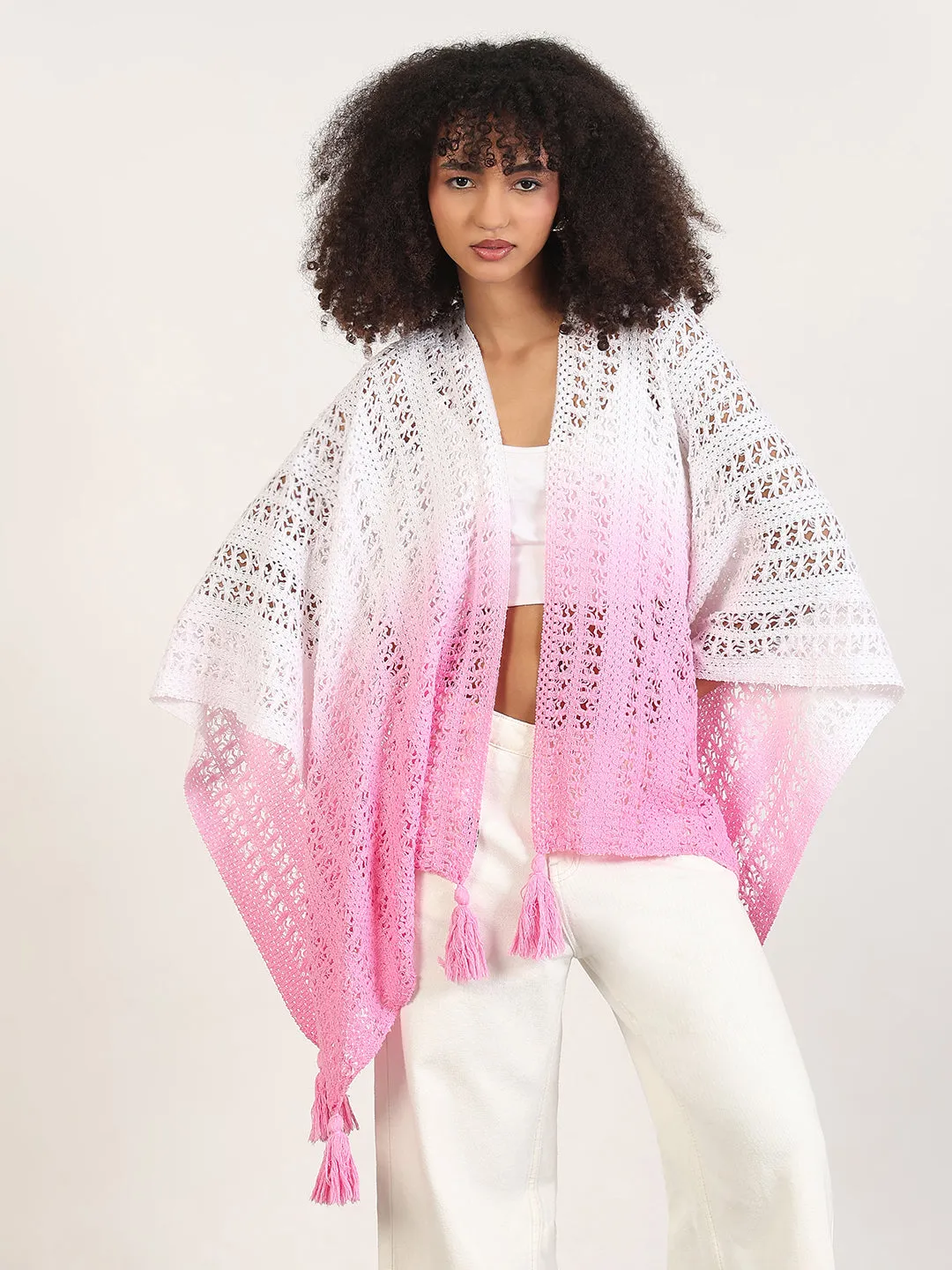 Women Ombre Pink Asymmetric Top