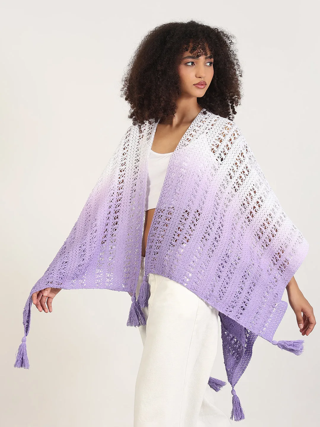 Women Ombre Purple Asymmetric Top