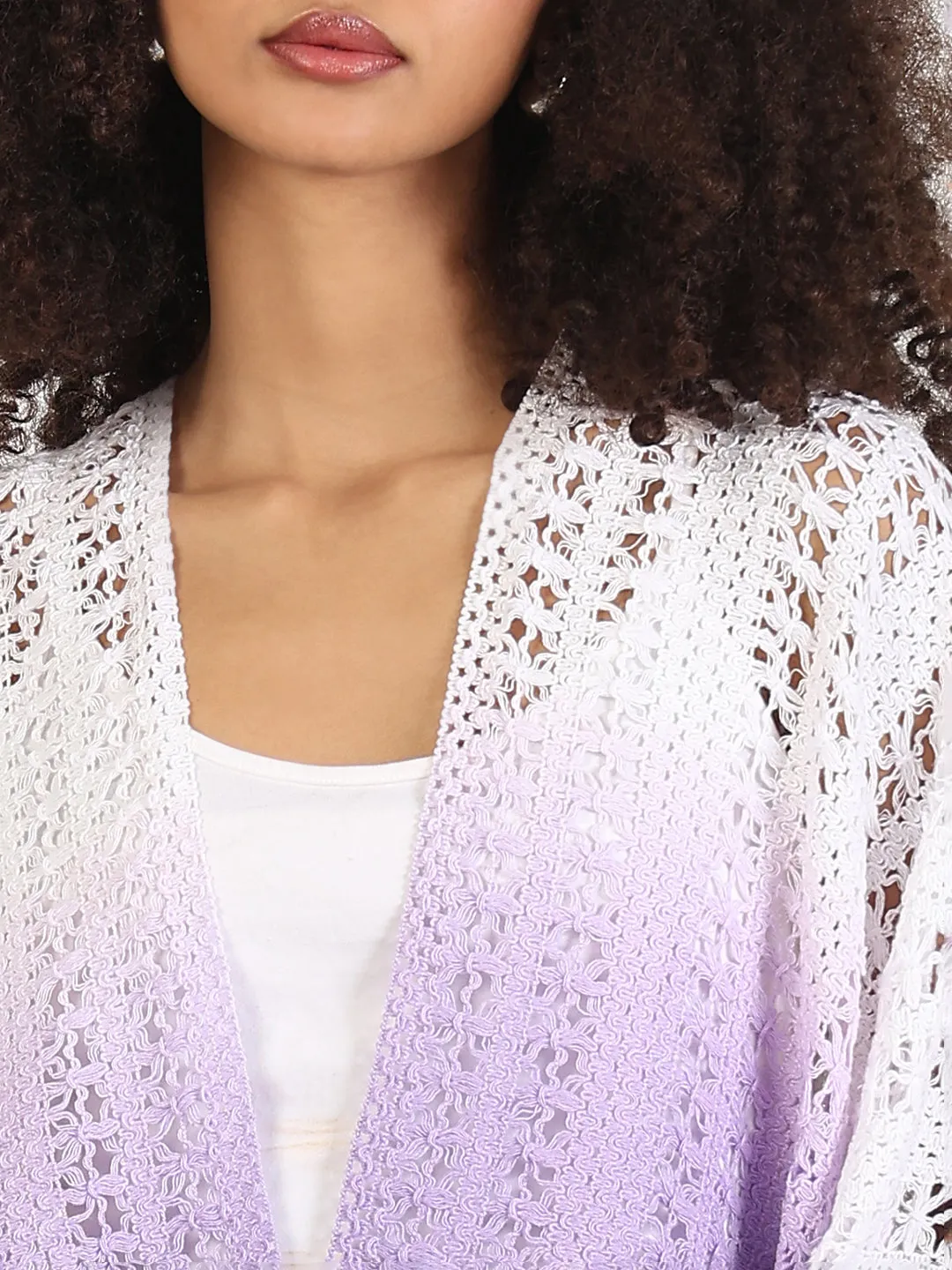 Women Ombre Purple Asymmetric Top