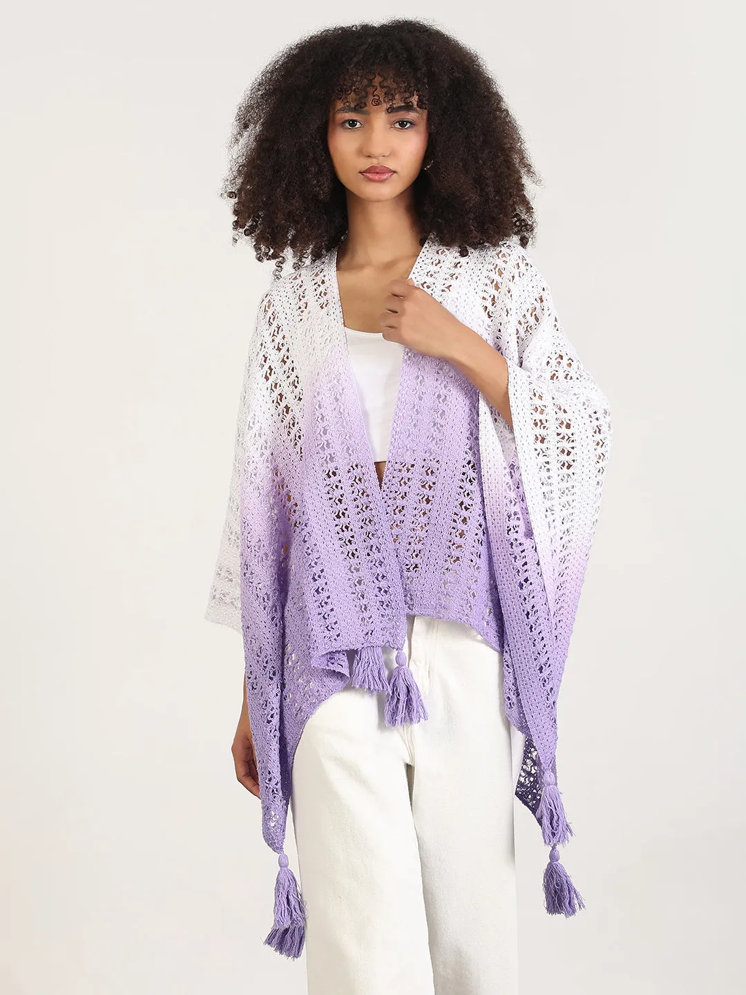 Women Ombre Purple Asymmetric Top