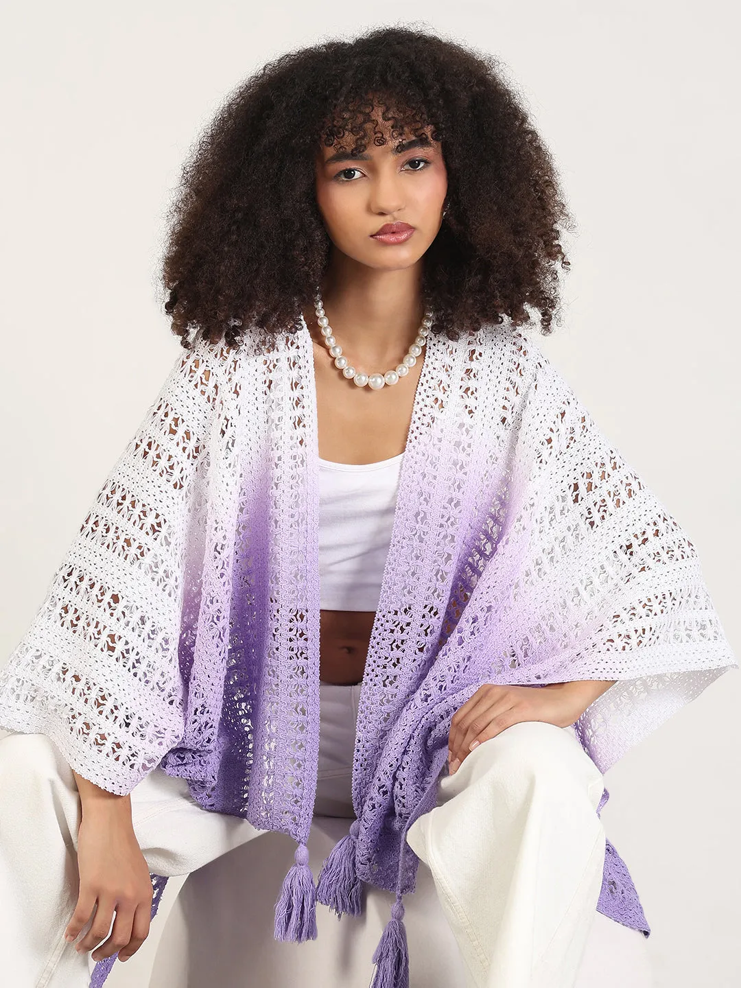 Women Ombre Purple Asymmetric Top