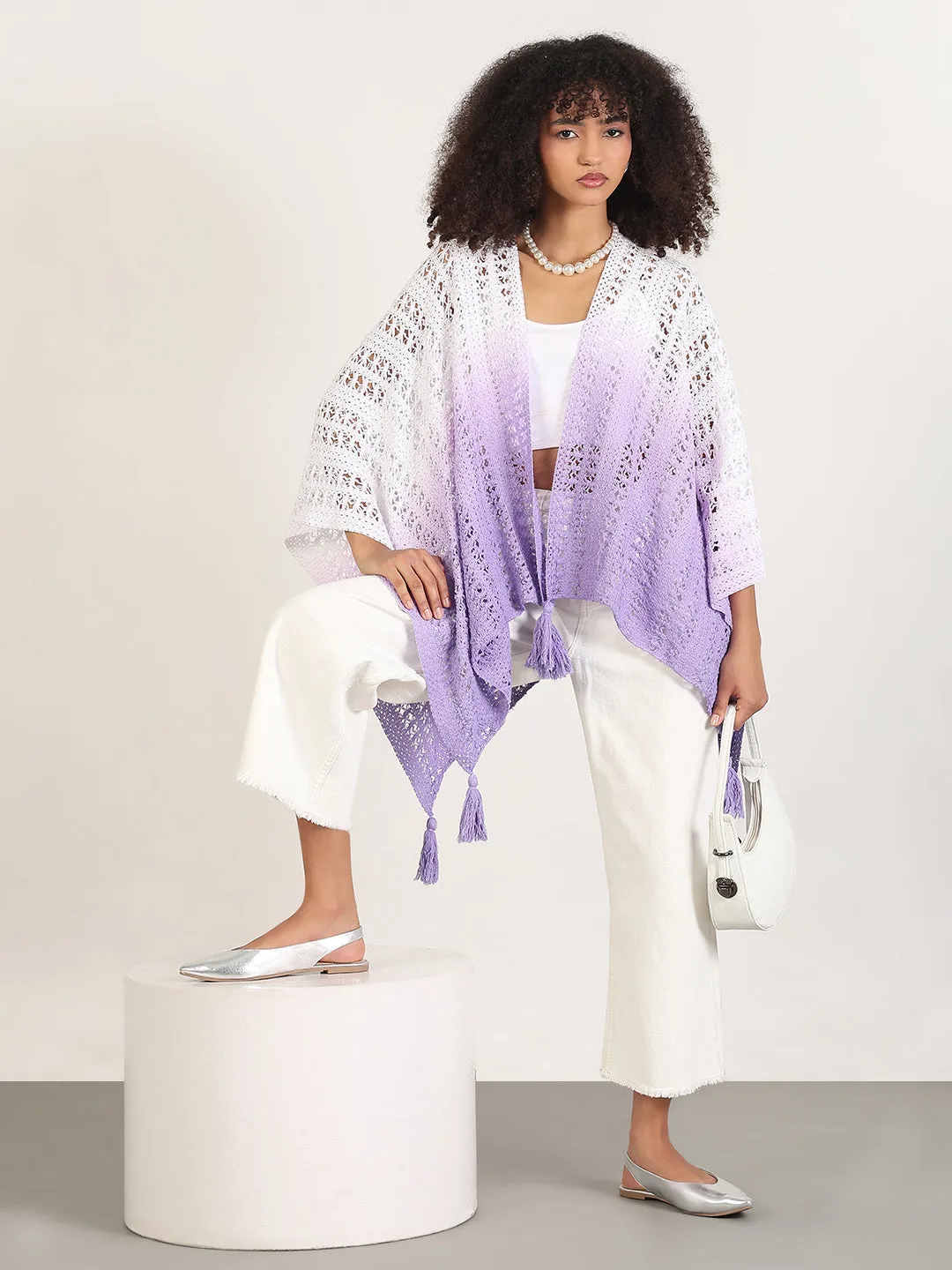 Women Ombre Purple Asymmetric Top