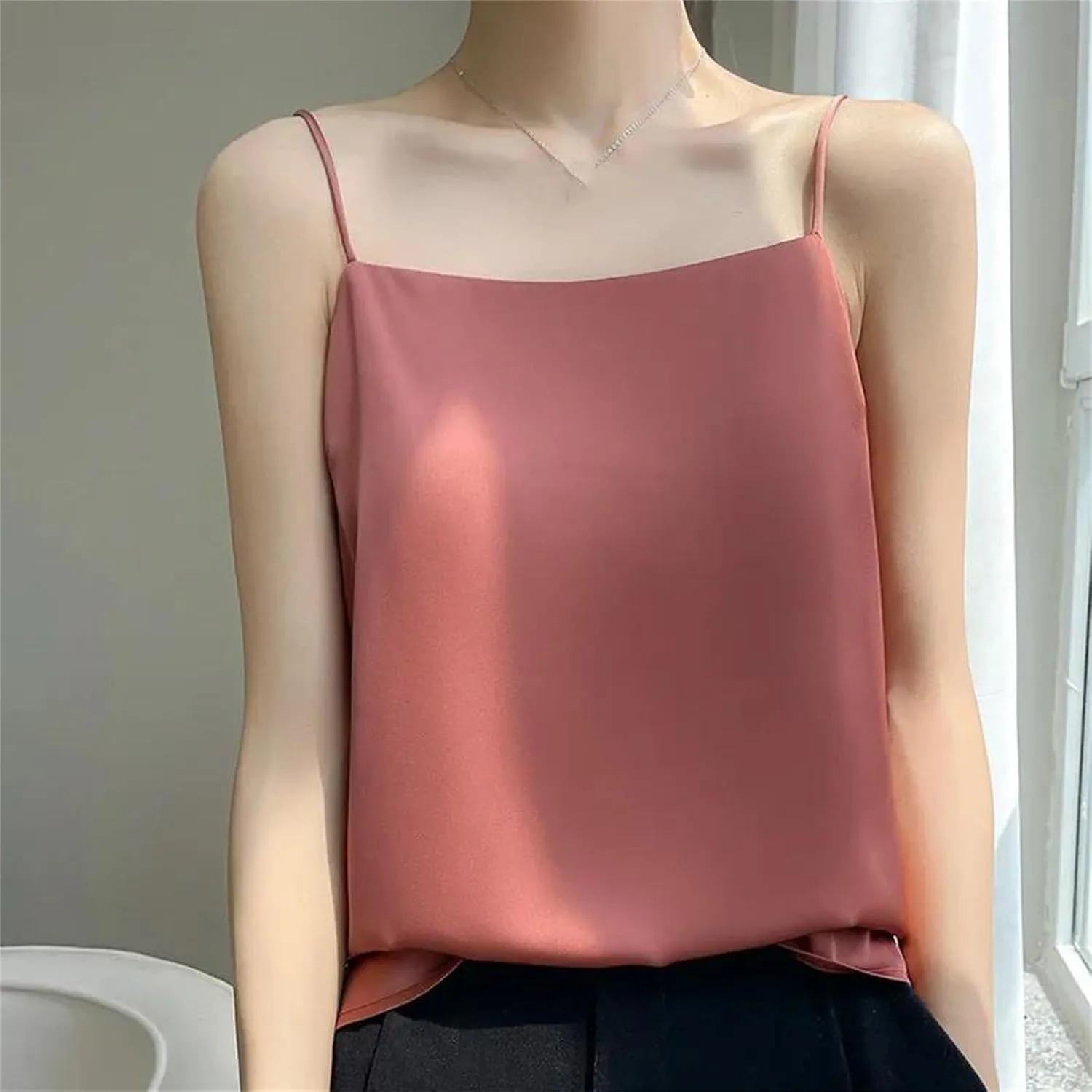 Women's Casual Camisole Top  Solid Color Sleeveless Tank Summer Bottoming Shirt Office Lady Fashion Blouse