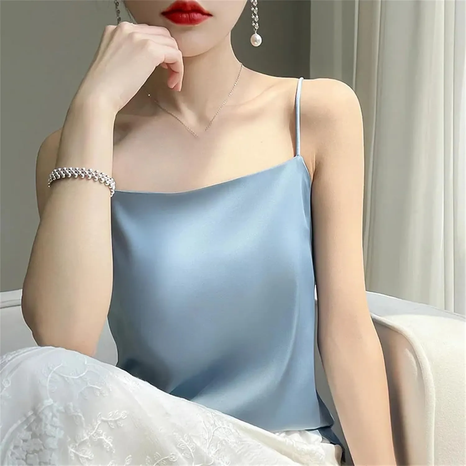 Women's Casual Camisole Top  Solid Color Sleeveless Tank Summer Bottoming Shirt Office Lady Fashion Blouse