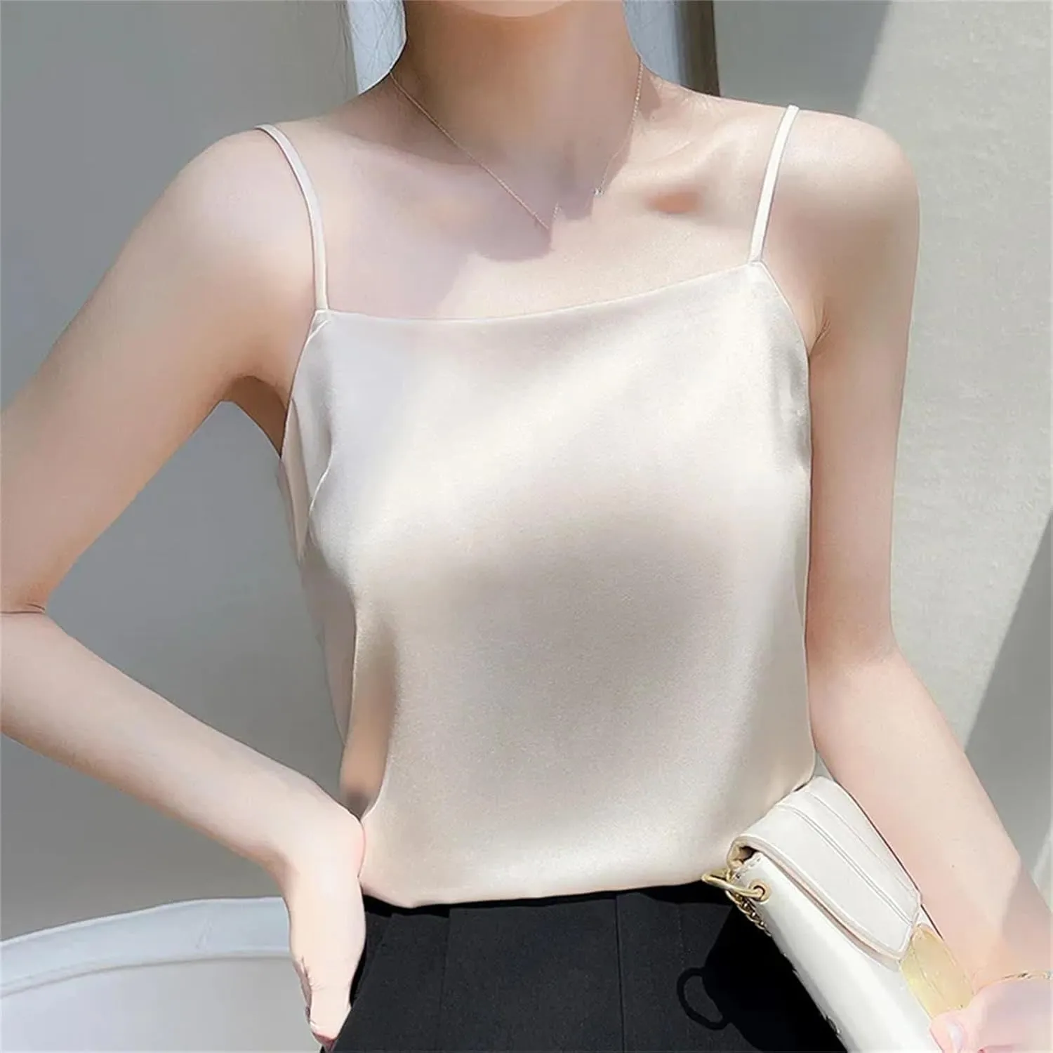 Women's Casual Camisole Top  Solid Color Sleeveless Tank Summer Bottoming Shirt Office Lady Fashion Blouse