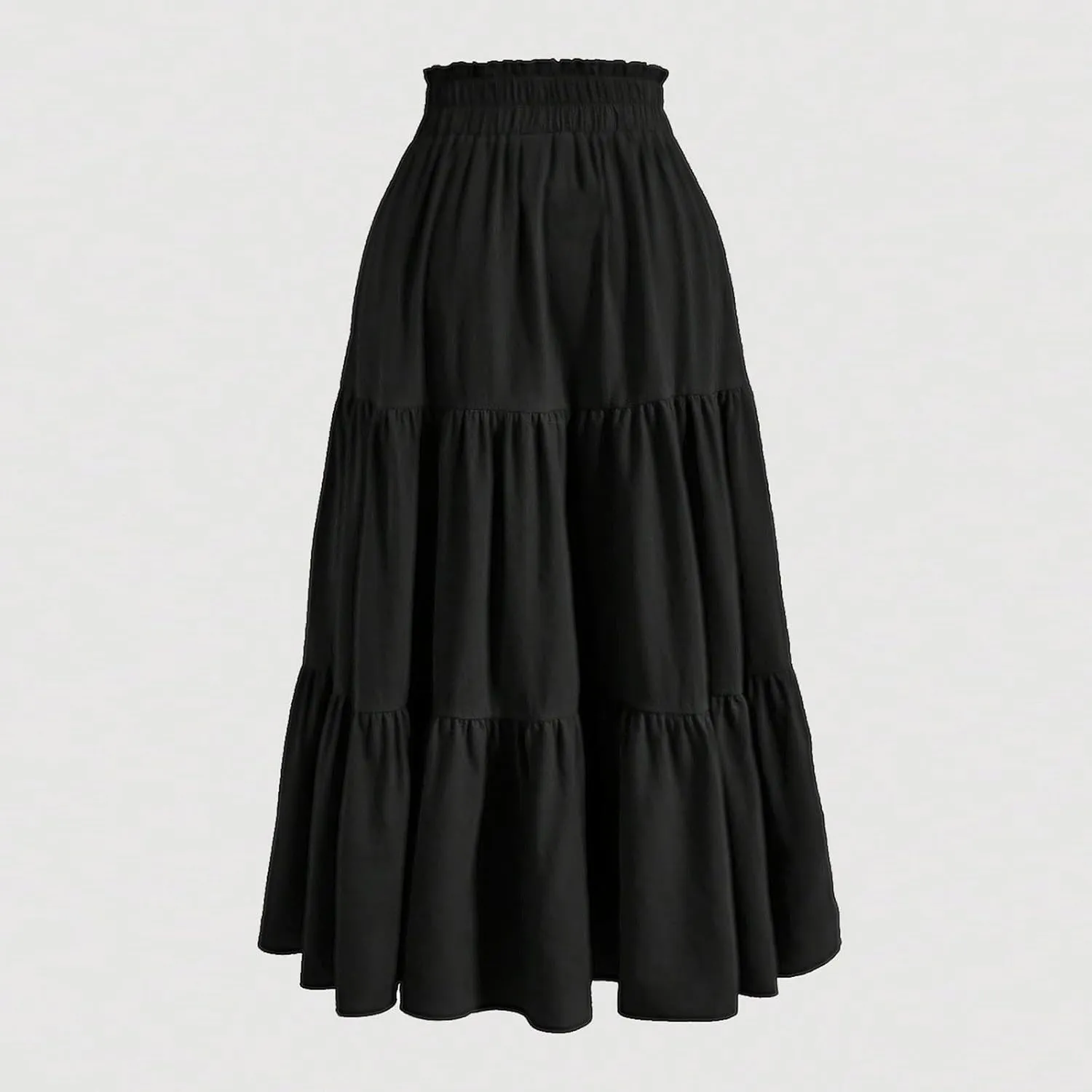 Women's High Waisted Skirt 2025 Solid Floral Print A-Line Skirt with Elastic Tie Waist Flowy Casual Beach Midi Skirt