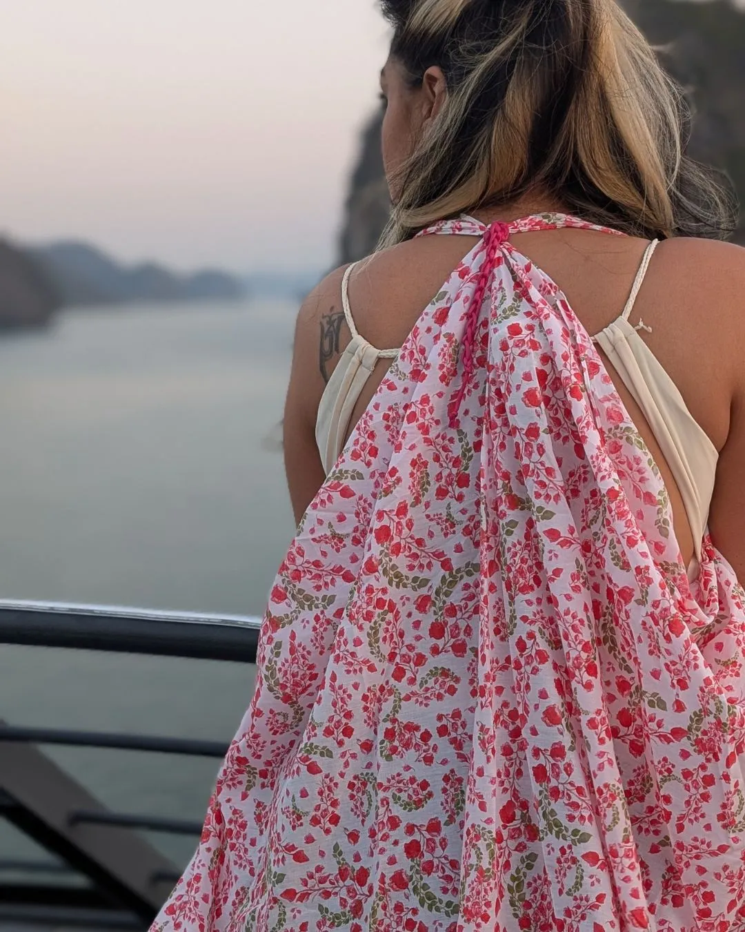 Women's Long Shrug | Beach Cover Up | Bougainvillea