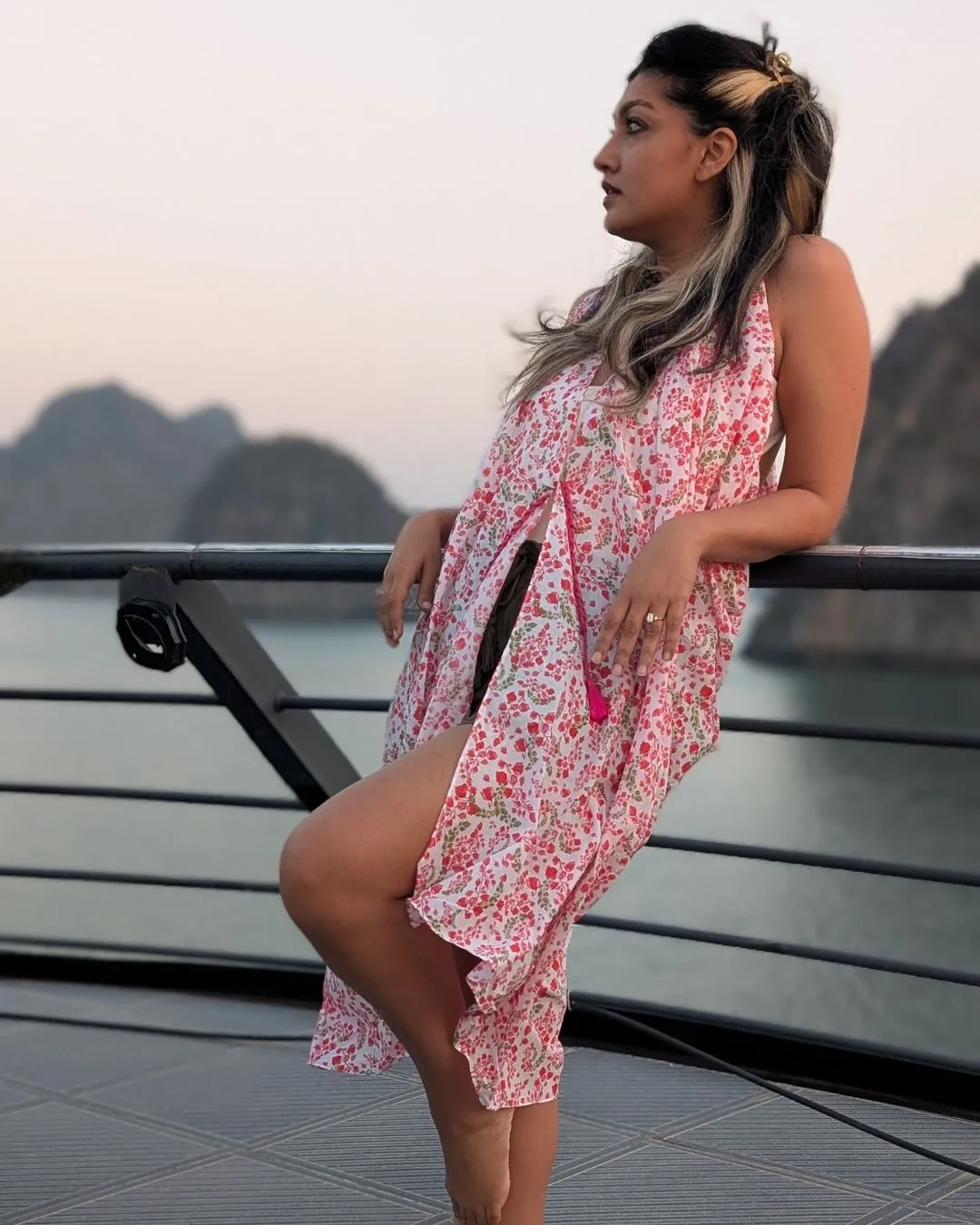 Women's Long Shrug | Beach Cover Up | Bougainvillea