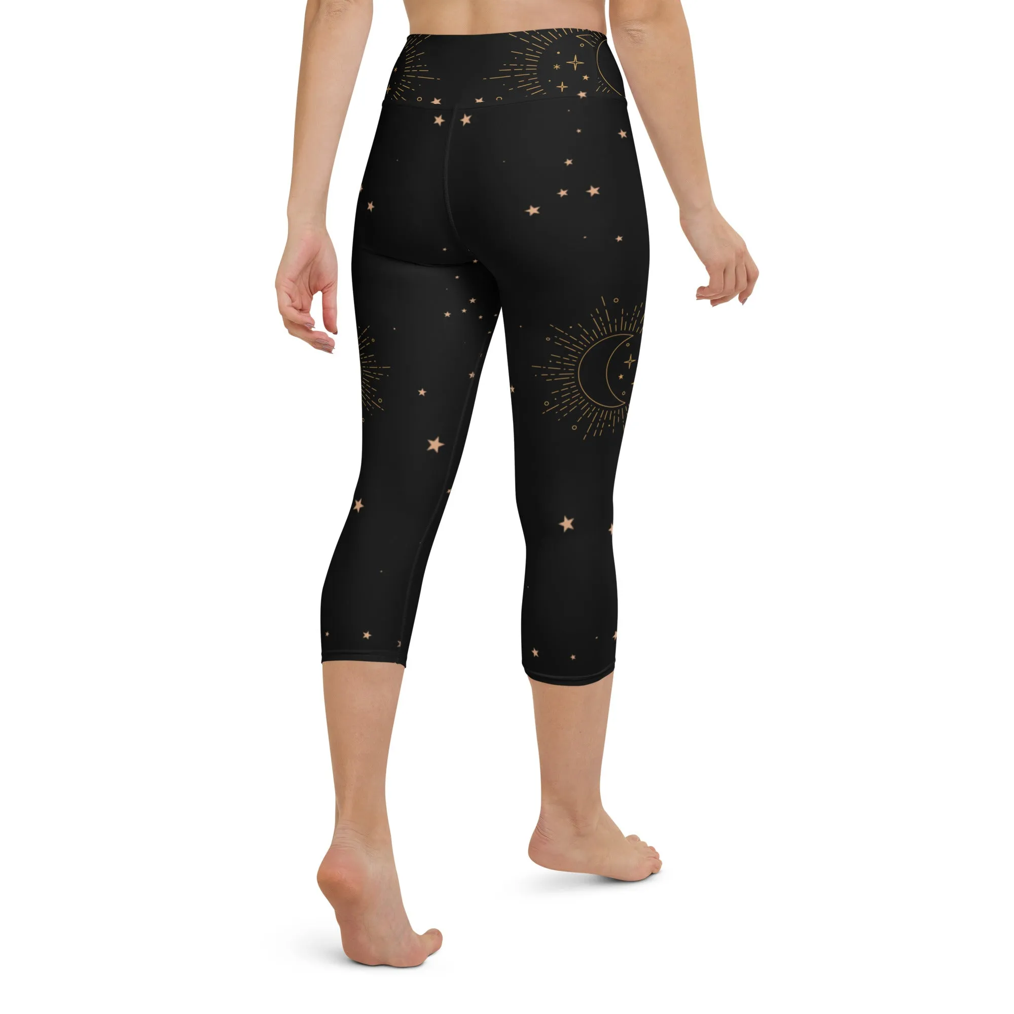 Women's star print black capri