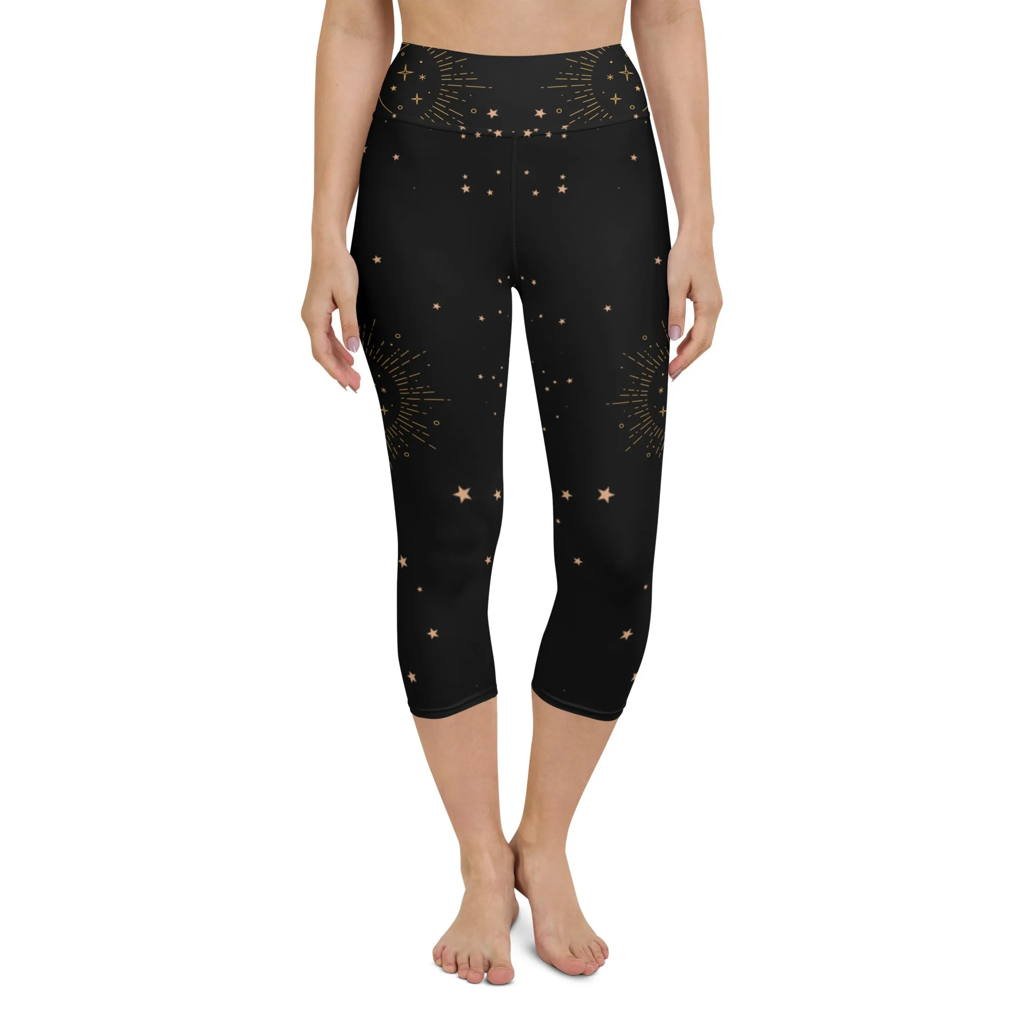 Women's star print black capri