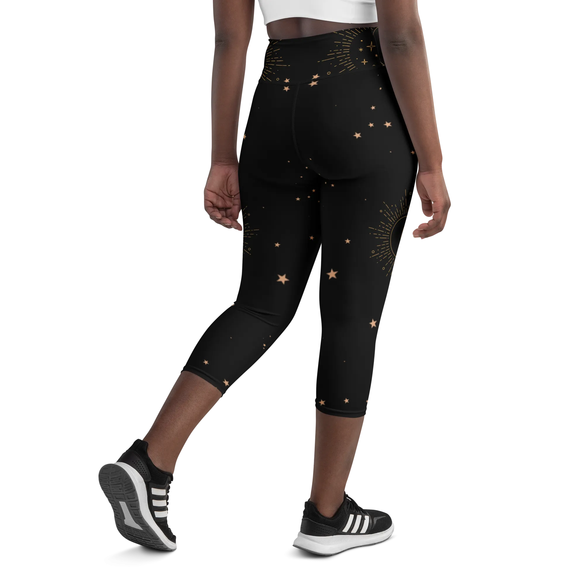 Women's star print black capri