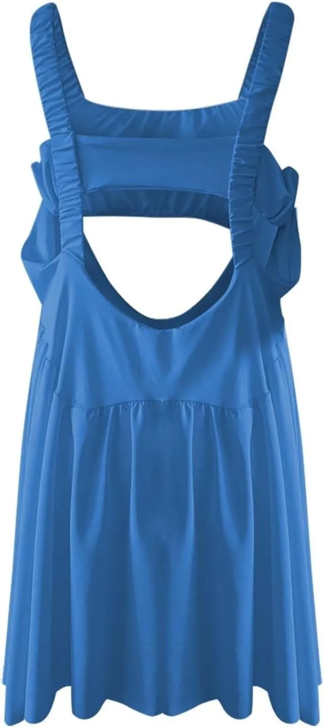 Womens Tennis Dress Built-in Bra and Shorts Cut Out Workout Outfits Athletic Dresses Teen Girls Activewear Dresses