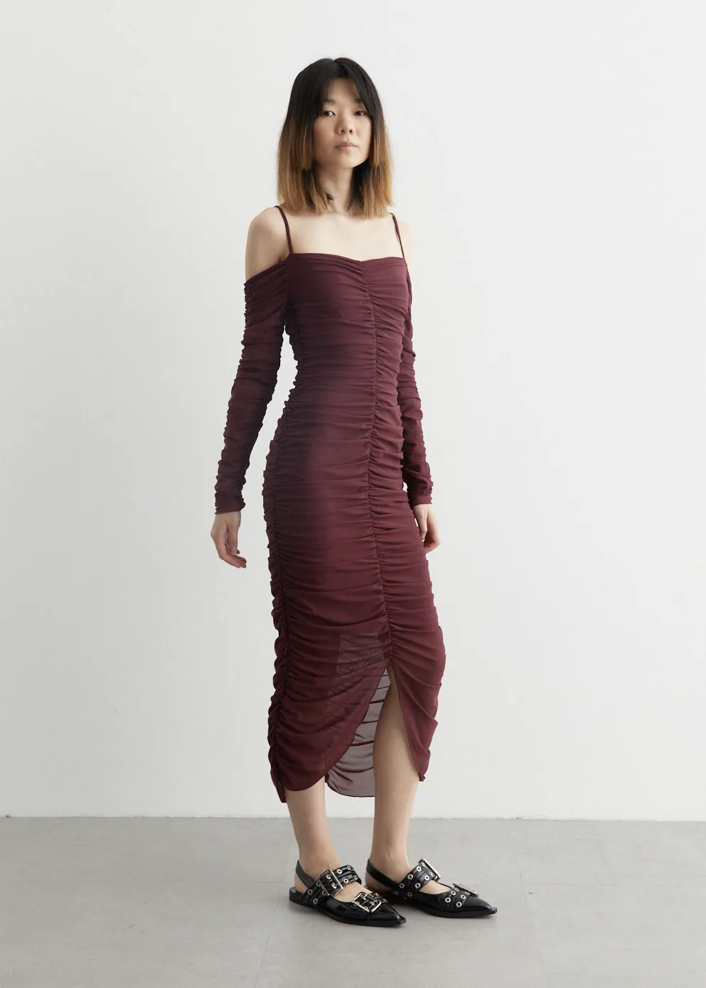 x Ester Manas Mesh Off Shoulder Dress