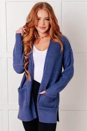 Zenana Everything Layer Waffle Knit Open Front Cardigan in Marlin