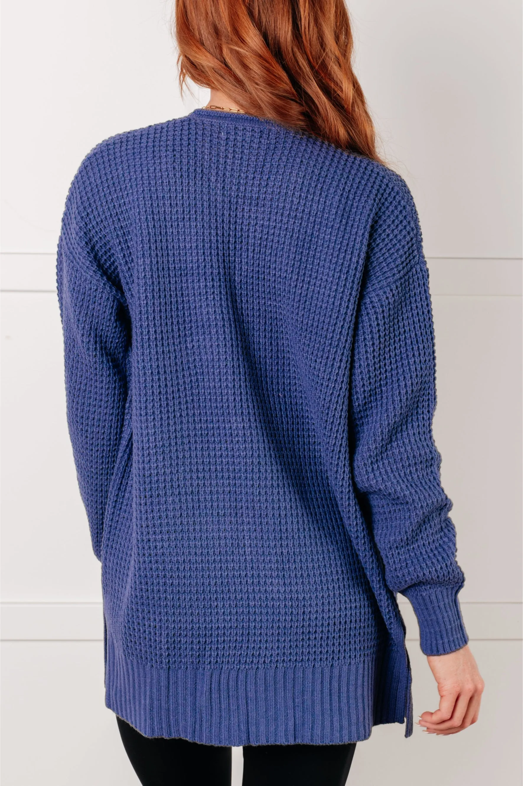 Zenana Everything Layer Waffle Knit Open Front Cardigan in Marlin