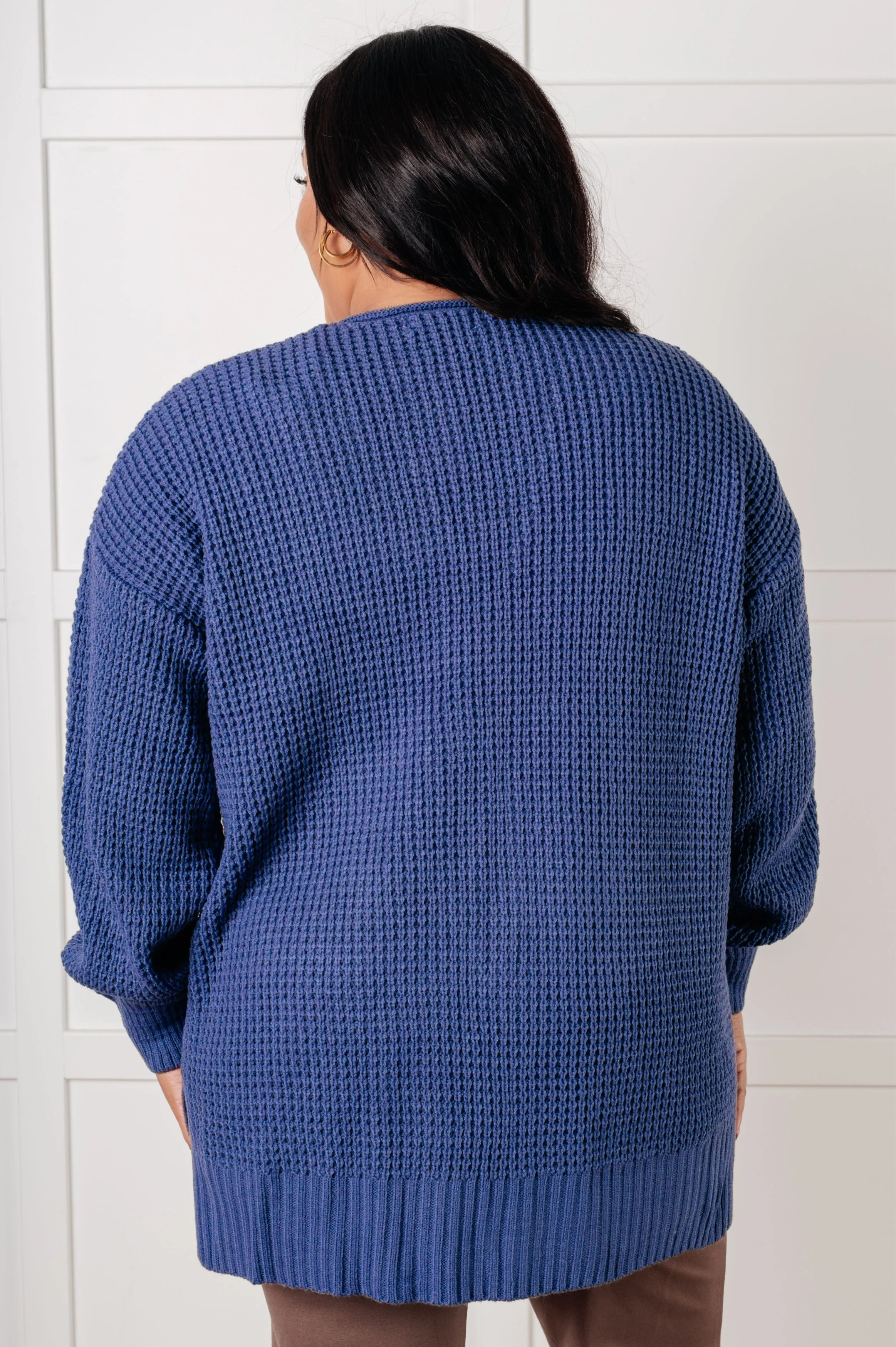 Zenana Everything Layer Waffle Knit Open Front Cardigan in Marlin